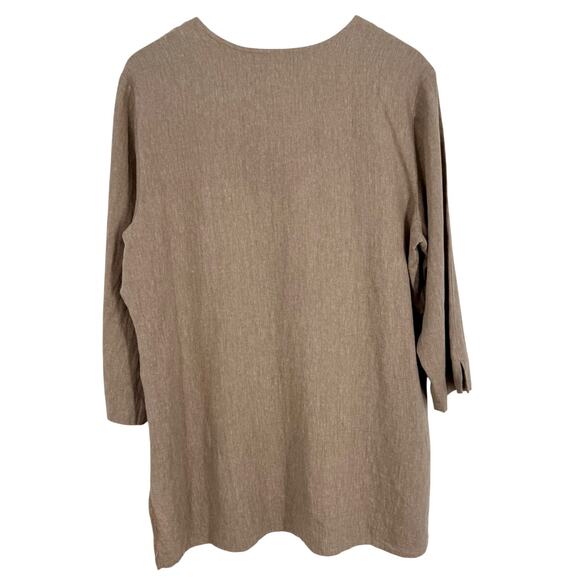 Coldwater Creek Sz Large LINEN BLEND Beaded Tropical Beach Blouse Shirt Top - Picture 7 of 7